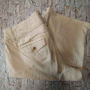 Charter Club Pant Shop Women's Beige Capris Pants Size 14 Optional Button Cuff